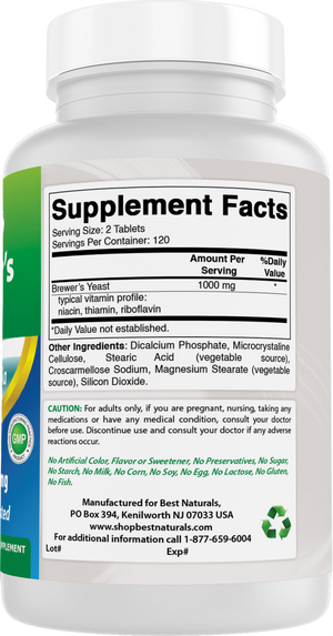 Best Naturals Brewers Yeast 7-1/2 Grains  1000 mg 240 Tablets