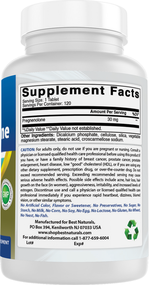 Best Naturals Pregnenolone 30 mg 120 Tablets