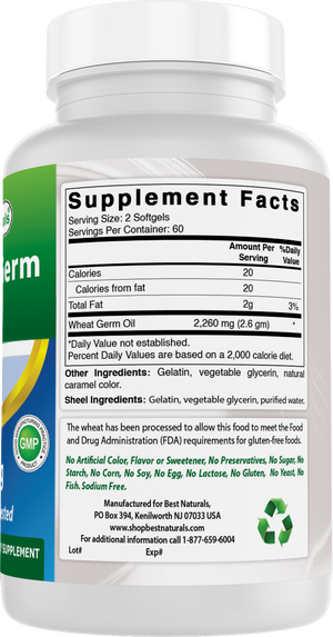 Best Naturals Wheat Germ Oil 1130 mg 120 Softgels