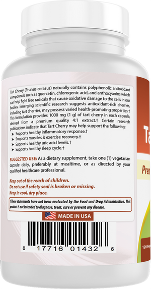 Best Naturals Tart Cherry 1000 mg 120 Vegetarian Capsules