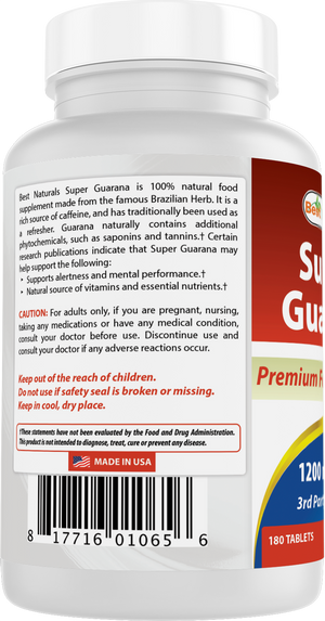 Best Naturals Super Guarana 1200 mg 180 Tablets