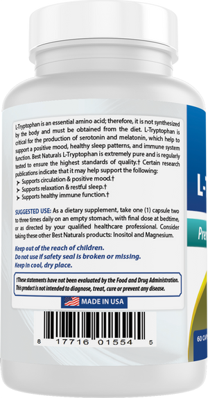 Best Naturals L-Tryptophan 500 mg 60 Capsules