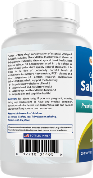 Best Naturals Salmon Oil 1000 mg 250 Softgels