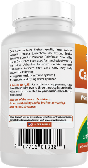 Best Naturals Cat's Claw 500 mg 240 Capsules