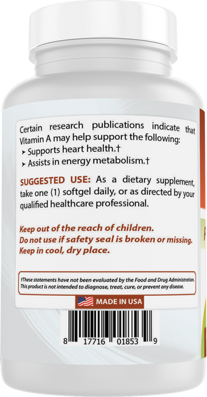 Best Naturals Vitamin A 25000 IU (7500 mcg), Non-GMO Formula Supports Healthy Vision & Immune System and Healthy Growth & Reproduction, 180 Softgels