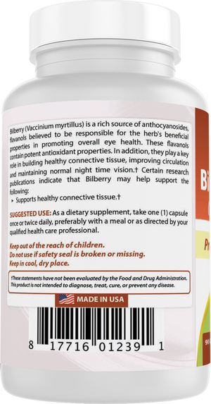 Best Naturals Bilberry Extract 1000 mg 90 Capsules