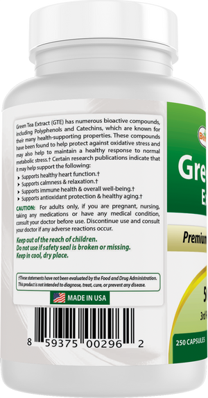 Best Naturals Green Tea Extract 500 mg 250 Capsules
