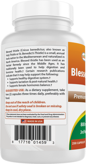 Best Naturals Blessed Thistle 800mg/Serving 250 Capsules