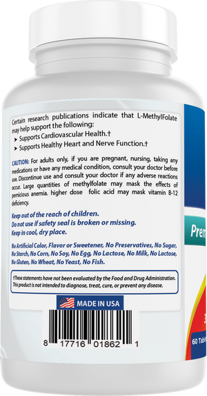 Best Naturals Methyl Folate 15000 mcg (15mg) (Most Bio-Available) 60 Tablets