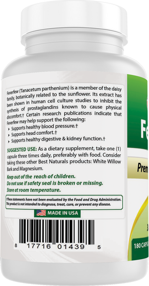 Best Naturals Feverfew 380 mg 180 Capsules