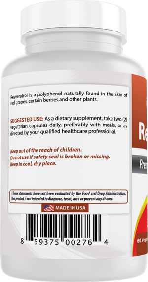 Best Naturals Resveratrol 500 mg/Serving 60 Vegetarian Capsules