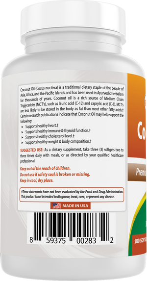 Best Naturals Coconut oil 1000 mg 180 Softgels