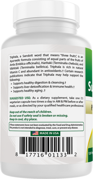 Best Naturals Triphala 750 mg 120 Vegetarian Capsules
