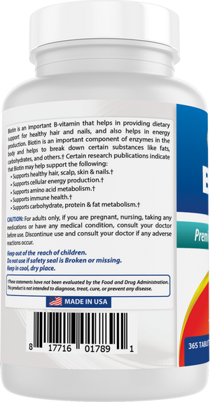 Best Naturals Biotin 10000 mcg 365 Tablets