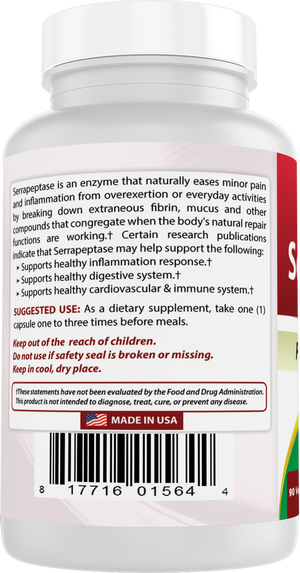 Best Naturals Serrapeptase 40000 SPUs 90 Vegetarian Capsules