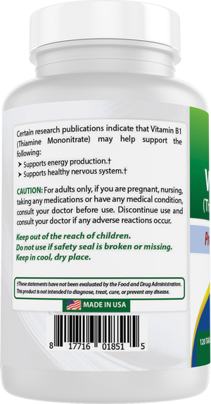Best Naturals Vitamin B1 as Thiamine Mononitrate 100 mg 120 Tablets