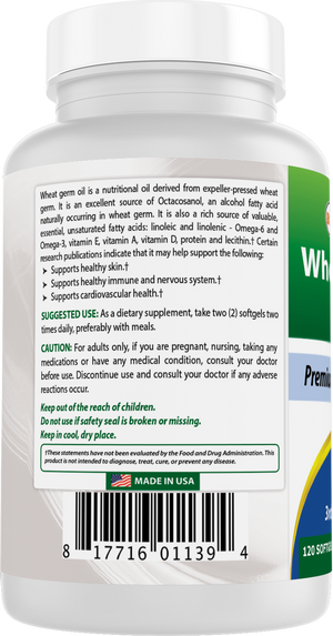 Best Naturals Wheat Germ Oil 1130 mg 120 Softgels