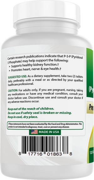 Best Naturals P5P Vitamin B6 (Pyridoxal 5 Phosphate) 100 mg/Serving - 120 Tablets - an Active Form of Vitamin B6.