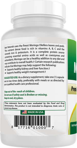 Best Naturals Moringa 500 mg 180 Vegetarian Capsules
