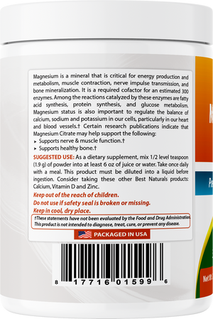 Best Naturals Magnesium Citrate 1 Lb Pure Powder