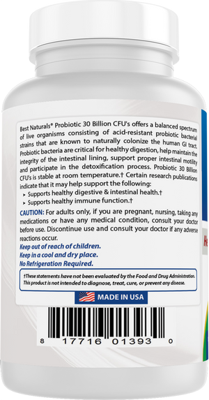 Best Naturals Probiotic 10 Strains & 30 Billion CFU's 120 Vegetarian Capsules