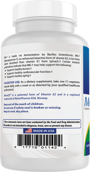 Best Naturals MK-7 Vitamin K2 100 mcg 120 Vegetarian Capsules