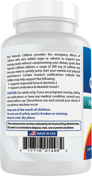 Best Naturals Caffeine 200 mg 120 Tablets