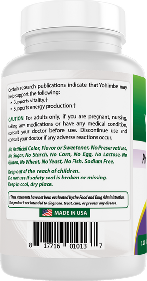 Best Naturals Yohimbe 5 mg 120 Tablets - Supports Fat Loss and Boosts Metabolism
