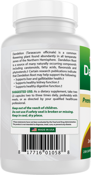 Best Naturals Dandelion Root 520 mg 250 Capsules