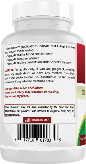 Best Naturals L-Arginine NO BOOSTER 1300 mg 120 Vegetarian Capsules