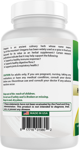 Best Naturals Oregano Leaf Extract 1800 mg Equivalent Per Serving - 120 Veg Capsules