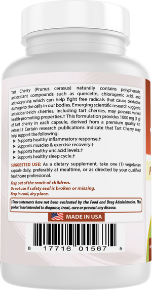 Best Naturals Tart Cherry 1000 mg 60 Vegetarian Capsules