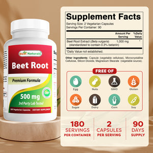 Best Naturals Beet Root 500 mg 180 Capsules
