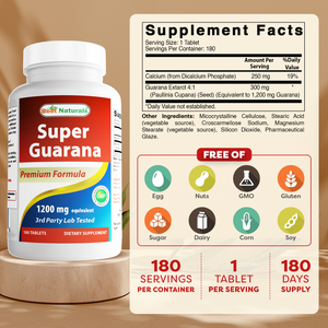 Best Naturals Super Guarana 1200 mg 180 Tablets