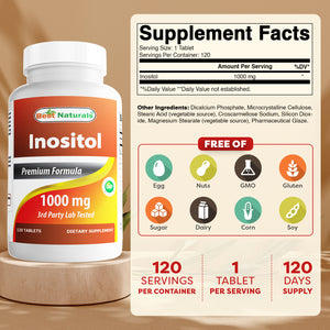 Best Naturals Inositol 1000 mg 120 Tablets