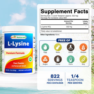Best Naturals L-Lysine 1 Lb Powder