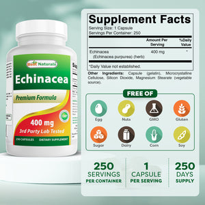 Best Naturals Echinacea 400 mg 250 Capsules