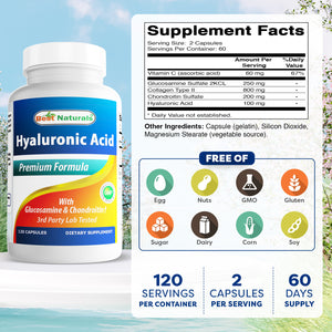 Best Naturals Hyaluronic Acid 100 mg 120 Capsules