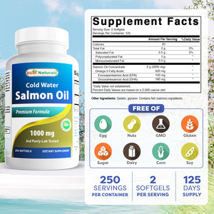 Best Naturals Salmon Oil 1000 mg 250 Softgels