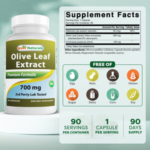 Best Naturals Olive Leaf Extract 700 mg 90 Capsules