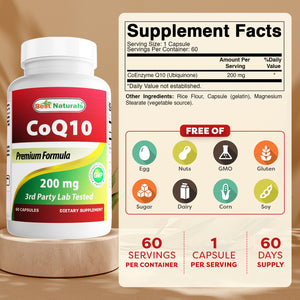 Best Naturals CoQ10 200 mg 60 Capsules