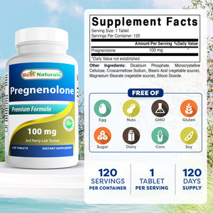 Best Naturals Pregnenolone 100 mg 120 Tablets