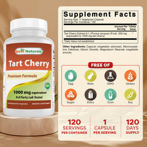 Best Naturals Tart Cherry 1000 mg 120 Vegetarian Capsules