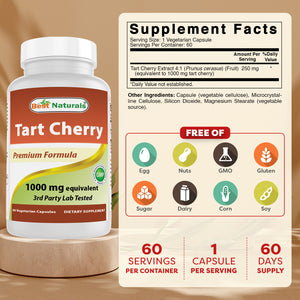 Best Naturals Tart Cherry 1000 mg 60 Vegetarian Capsules
