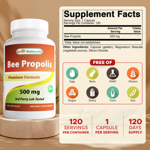 Best Naturals Bee Propolis 500 mg 120 Capsules