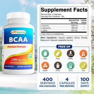 Best Naturals BCAA 800 mg 400 Capsules