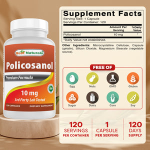 Best Naturals Policosanol 10 mg 120 Capsules