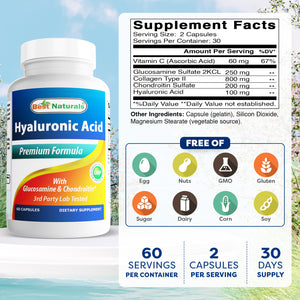 Best Naturals Hyaluronic acid 100 mg 60 Capsules