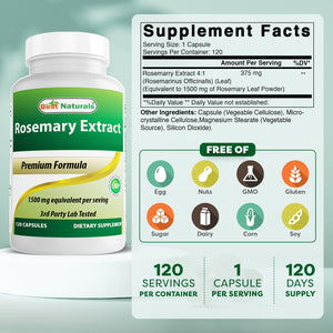 Best Naturals Rosemary Extract 1500 mg Equivalent Per Serving- 120 Capsules