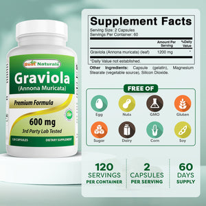 Best Naturals Graviola 600 mg 120 Capsules